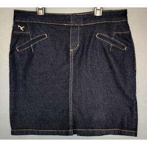 Beija-Flor Skirt Womens 8 Blue Denim Kelly Pod Dark Wash Stretch Y2K Revival